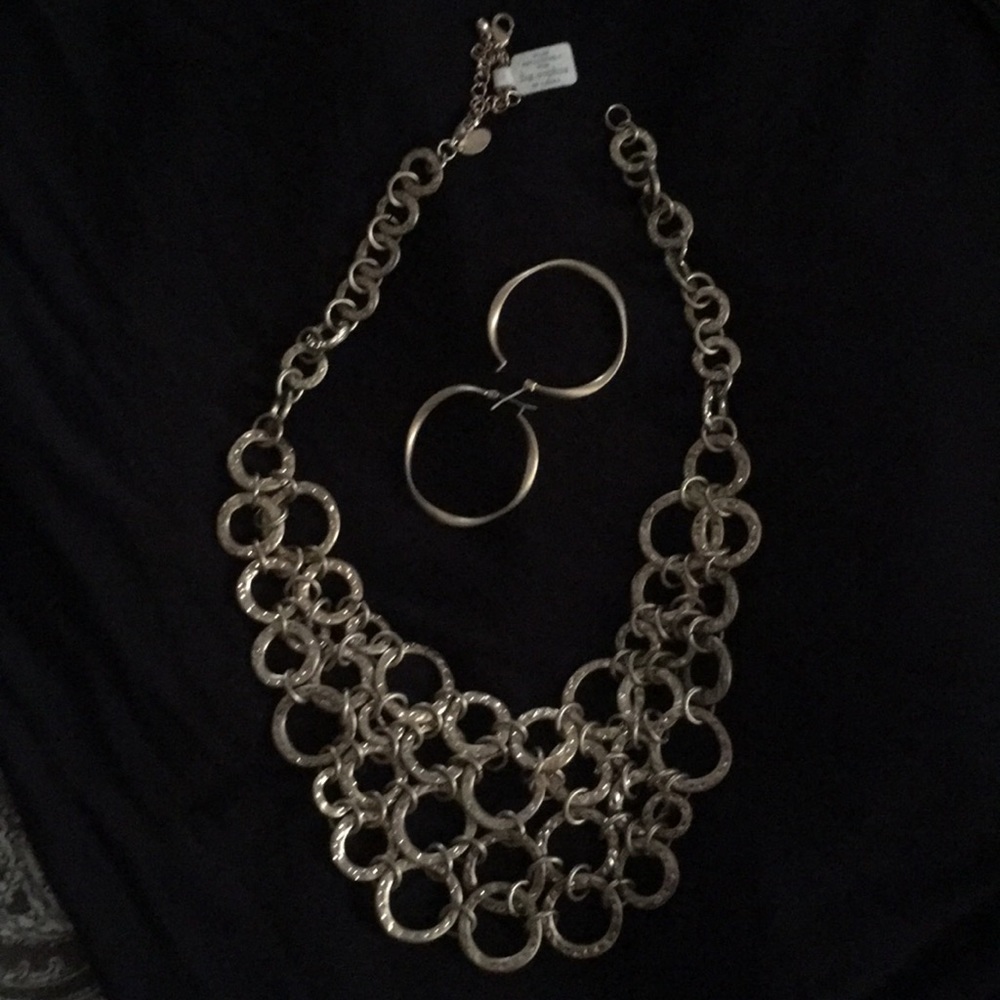 Stunning bib necklace with brushed gold patina